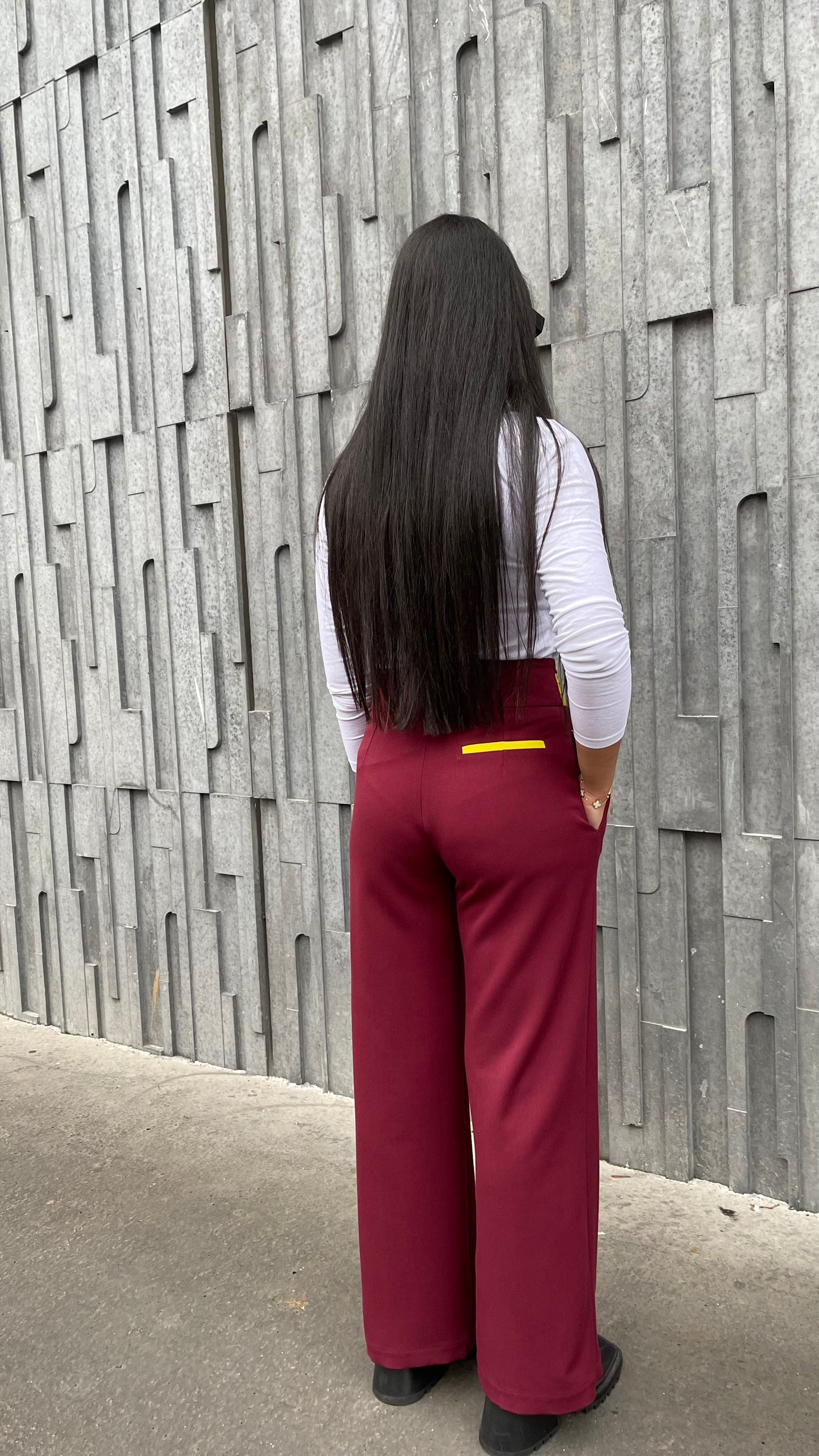 Pantalon à plis et empiècement Le Golfique Burgundy/Green