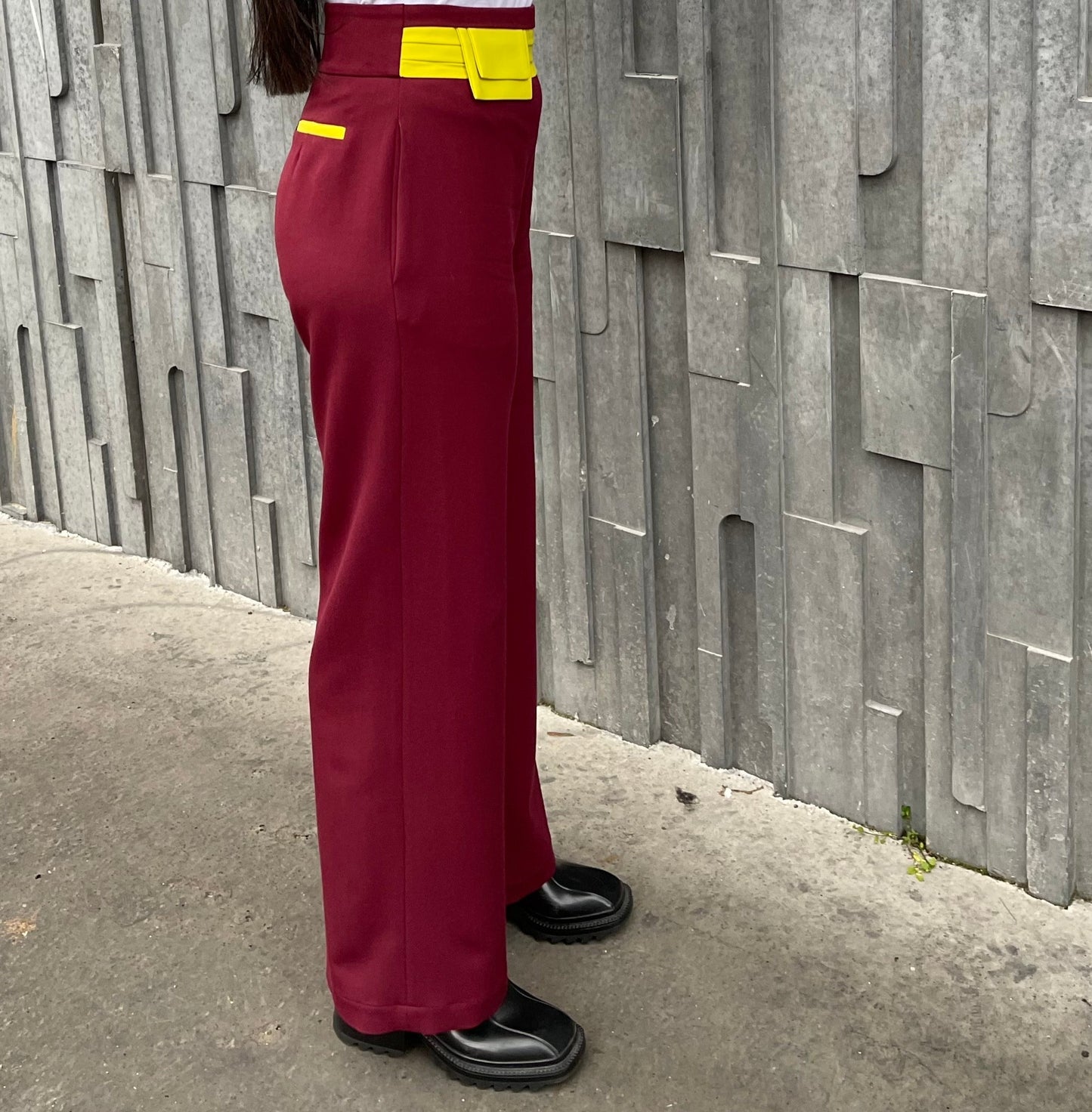 Pantalon à plis et empiècement Le Golfique Burgundy/Green